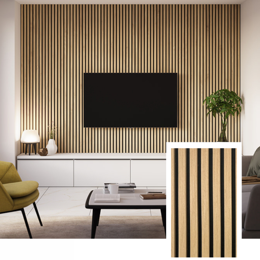 Skandiva™ Signature Acoustic Slat Panel — Natural Oak (2.7 × 1.10 m)